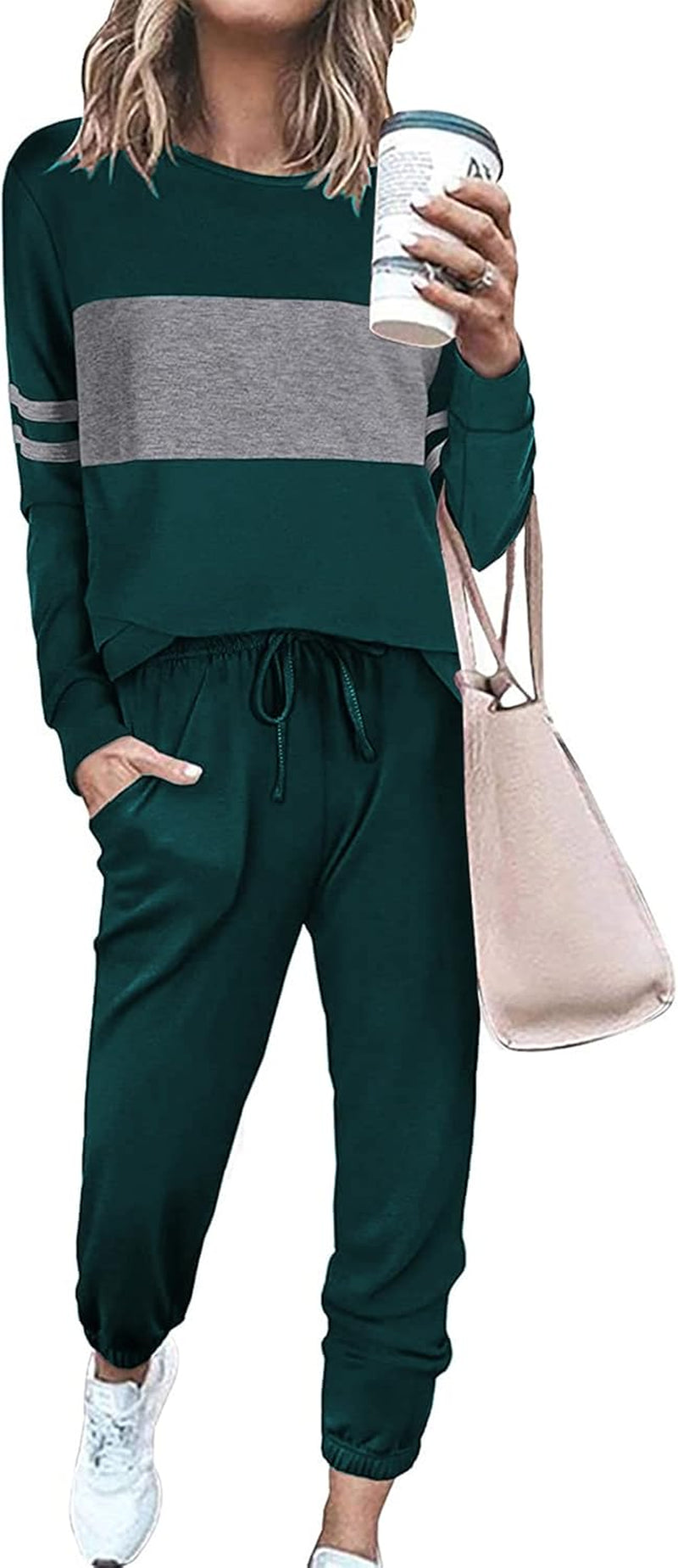 Womens 2 Piece Sets 2025 Long Sleeve Tops High Waisted Sweatpants Lounge Set Fall Fashion Travel Outfits